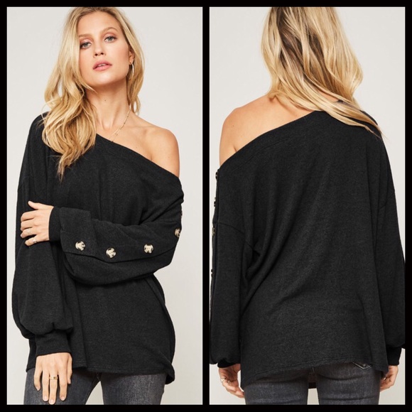 Tops - LAST SALE-FIRM‼️Miranda Drop Shoulder Top-Black